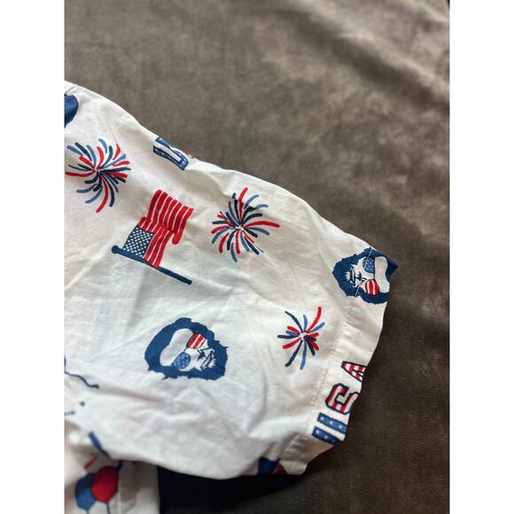 Mad Engine Patriotic Flag Men’s Small‎ Button-Down Short-Sleeve Shirt - Picture 2 of 4